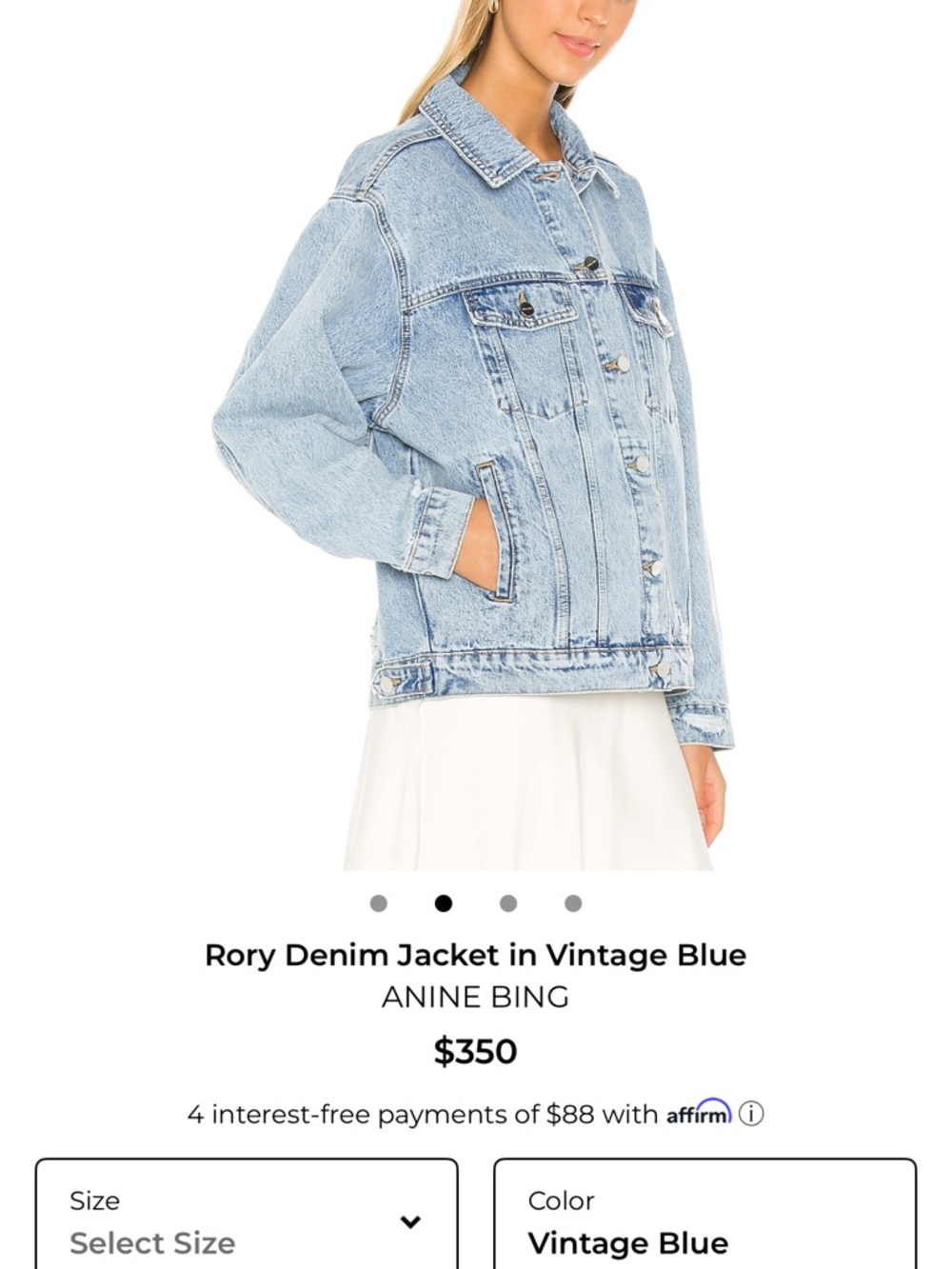 Anine Bing Rory Blue Washed Denim Jacket - Picture 5 of 8